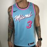 Camiseta Regata Basquete NBA Miami Heat Swingman Wade 3 City Edition Azul 2020 Nike