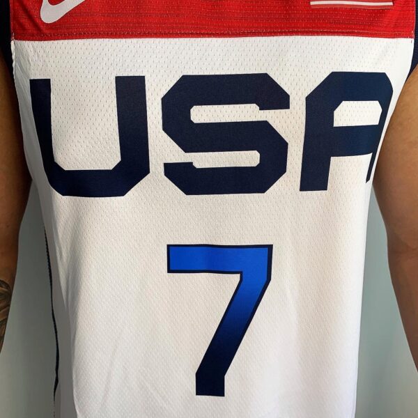 Camiseta Regata Basquete USA EUA Seleção Estados Unidos Durant 7 2020 Nike Branca - Imagem 7