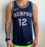 Camiseta Regata Basquete NBA Memphis Grizzlies Ja Morant 12 City Edition Azul Escura 2022 Nike
