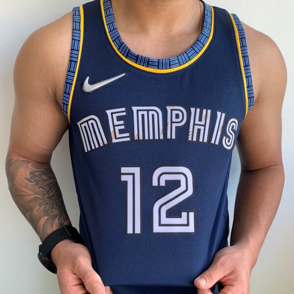 Camiseta Regata Basquete NBA Memphis Grizzlies Ja Morant 12 City Edition Azul Escura 2022 Nike - Imagem 2