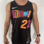 Camiseta Regata Basquete NBA Miami Heat Swingman Butler 22 City Edition Preta Colorida 2022 Nike