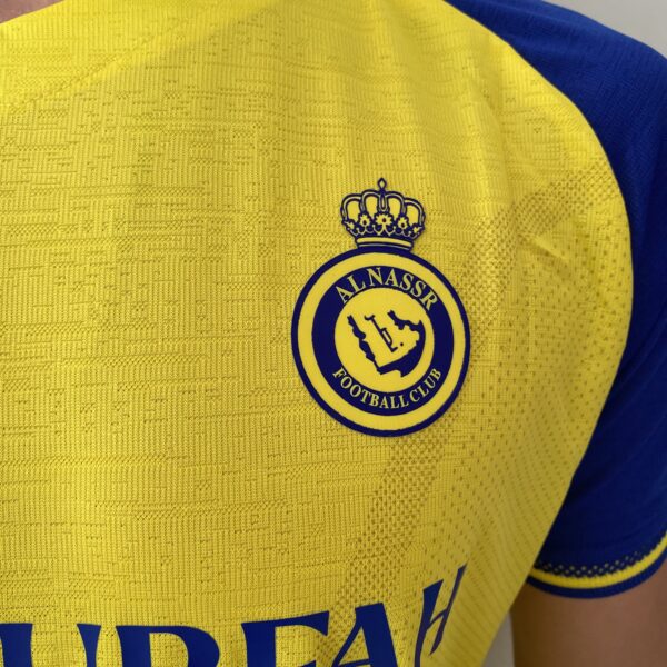 Camisa Al Nassr Home Versão Jogador Cristiano Ronaldo 7 CR7 2023 Duneus Amarela - Imagem 3