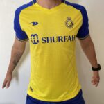 Camisa Al Nassr Home Versão Jogador Cristiano Ronaldo 7 CR7 2023 Duneus Amarela