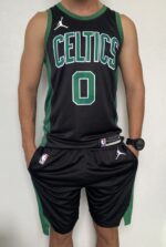 Kit Conjunto Camiseta Regata e Bermuda Short Basquete NBA Boston Celtics Statement Edition Preta 2022 Jordan - Imagem 8