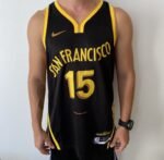 Camiseta Regata Basquete NBA Swingman Golden State Warriors Gui Santos 15 City Edition Preta Amarela 2024 Nike
