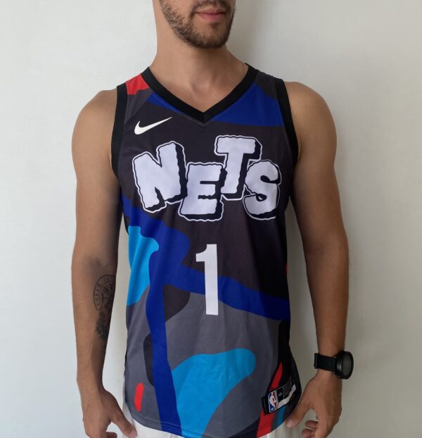 Camiseta Regata Basquete NBA Brooklyn Nets Mikal Bridges 1 City Edition Swingman 2024 Nike - Imagem 3