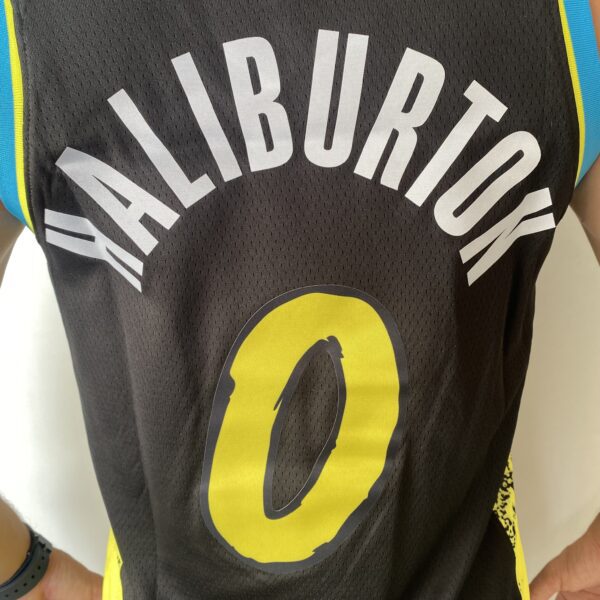 Camiseta Regata NBA Indiana Pacers Nike City Edition Swingman Tyrese Haliburton 0 Preta 2024 Nike - Imagem 19