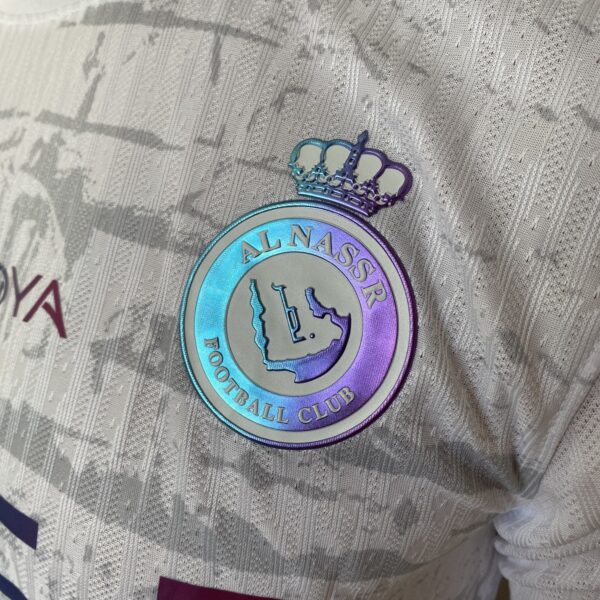 Camisa Al Nassr Third Versão Jogador CR7 Cristiano Ronaldo 7 23/2024 Branca Nike - Imagem 4
