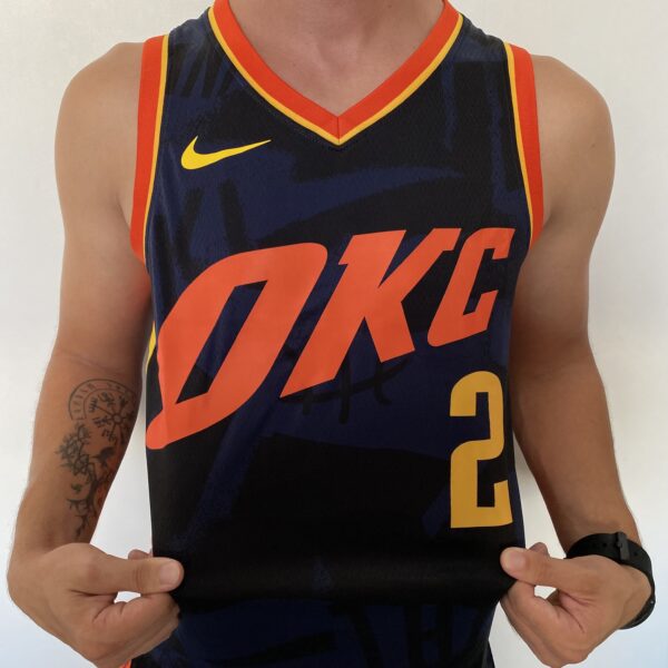 Camiseta Regata Basquete NBA Oklahoma City Thunder - 2 Shai Gilgeous-Alexander - City Edition 2024 Nike - Imagem 7