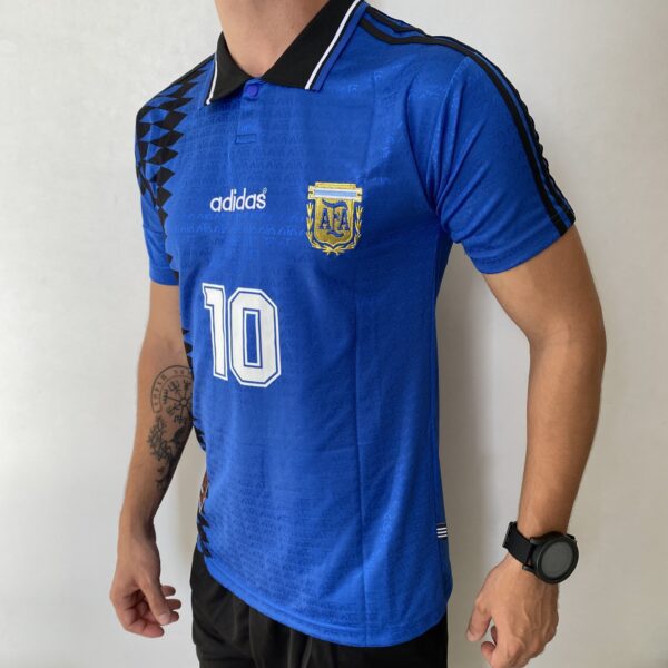 Camisa Retrô Clássica Seleção Argentina - Messi 10 - Azul Marinho Preta Adidas - 1994 - Imagem 12
