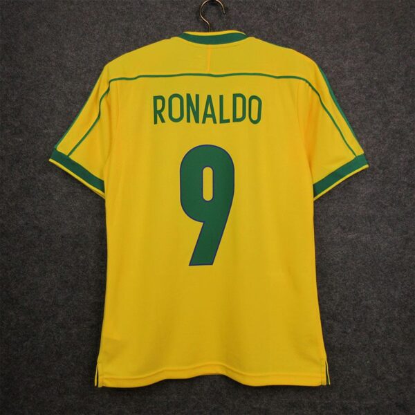 Camisa Retrô Clássica Seleção Brasileira Brasil – Ronaldo 9 – Nike Masculina – Amarela – 1998 - Imagem 21