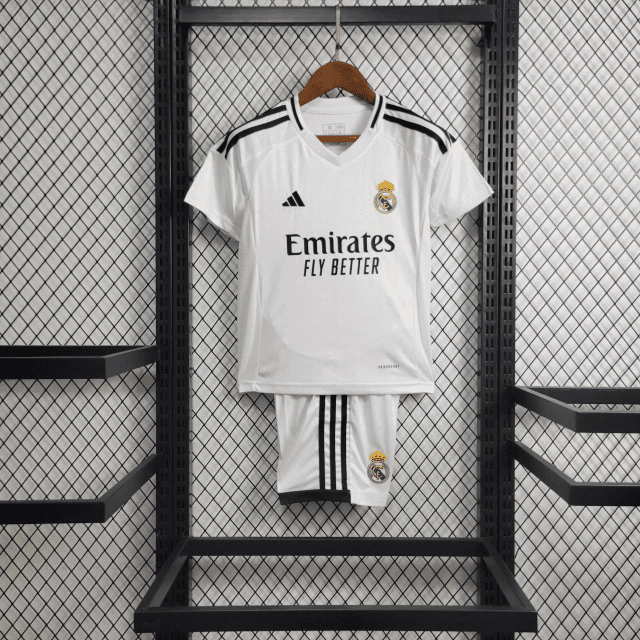 REAL MADRID 2025 HOME Kit Conjunto Infantil Crianças Camisa e Calção Real Madrid Home 24/2025 Adidas - Imagem 1