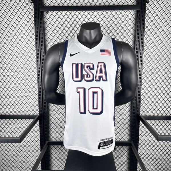 Camiseta Regata Basquete USA EUA Seleção Estados Unidos Jogos Olimpícos Paris 2024 Branca Nike - Imagem 5