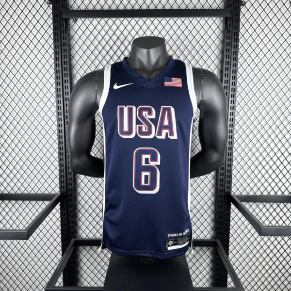 Camiseta Regata Basquete USA EUA Seleção Estados Unidos Olimpíadas Paris 2024 Azul Nike - Imagem 25