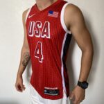 Camiseta Regata Basquete USA EUA Seleção Estados Unidos Olimpíadas Paris 2024 Stephen Curry 4 Vermelha Nike - Imagem 8