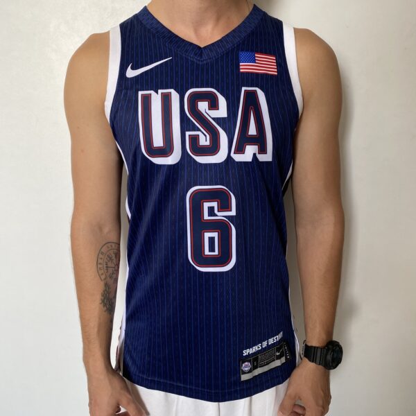 Camiseta Regata Basquete USA EUA Seleção Estados Unidos Olimpíadas Paris 2024 Azul Nike - Imagem 45