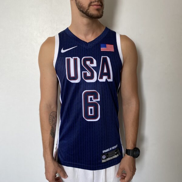 Camiseta Regata Basquete USA EUA Seleção Estados Unidos Olimpíadas Paris 2024 Azul Nike - Imagem 46
