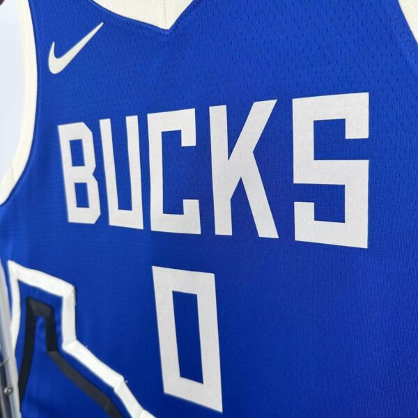 Camiseta Regata Basquete NBA Milwaukee Bucks 0 Lilard City Edition 2025 Azul Nike - Imagem 4