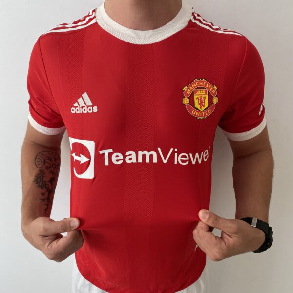 Camisa Manchester United Home Versão Jogador Cristiano Ronaldo 7 CR7 21/2022 Adidas - Imagem 8