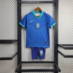 Kit Conjunto Infantil Crianças Camisa e Calção Seleção Brasil Away Infantil 24/2025 Nike