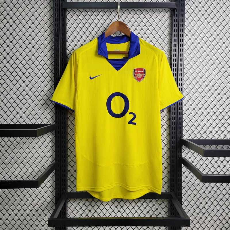 GRHEWTGHEQWA Camisa Rêtro Arsenal Away 2003/2004 Nike Amarela - Imagem 1