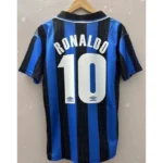 Camisa Retrô Inter de Milão Home 1997/1998 - Ronaldo 10 - Umbro - Azul Preta - Imagem 19