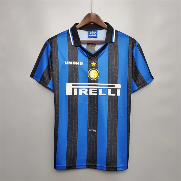 Camisa Retrô Inter de Milão Home 1997/1998 - Ronaldo 10 - Umbro - Azul Preta - Imagem 18