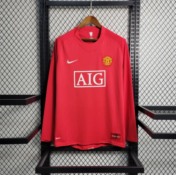 Camisa Rêtro Manchester United Home Manga Longa 2007/2008 Nike Vermelha - Imagem 15