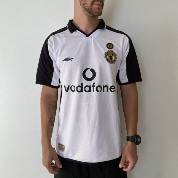 Camisa Retrô Manchester United Away - Dupla-Face - Frente Verso - 2001/2002 - Beckham 7 - Umbro Branco - Imagem 2