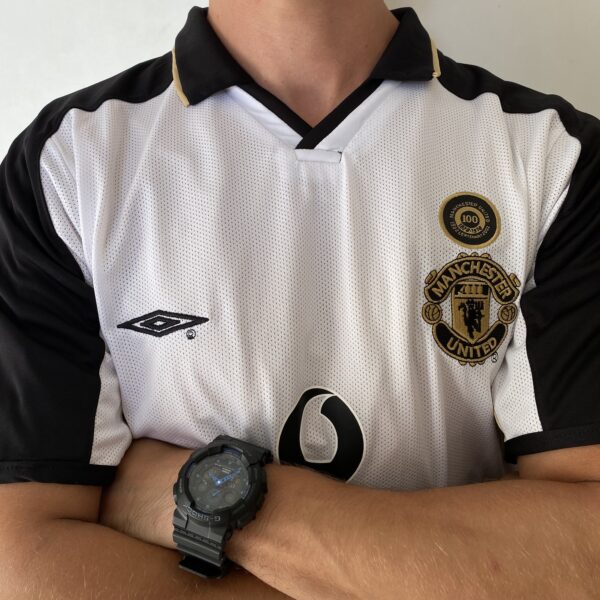 Camisa Retrô Manchester United Away - Dupla-Face - Frente Verso - 2001/2002 - Beckham 7 - Umbro Branco - Imagem 7