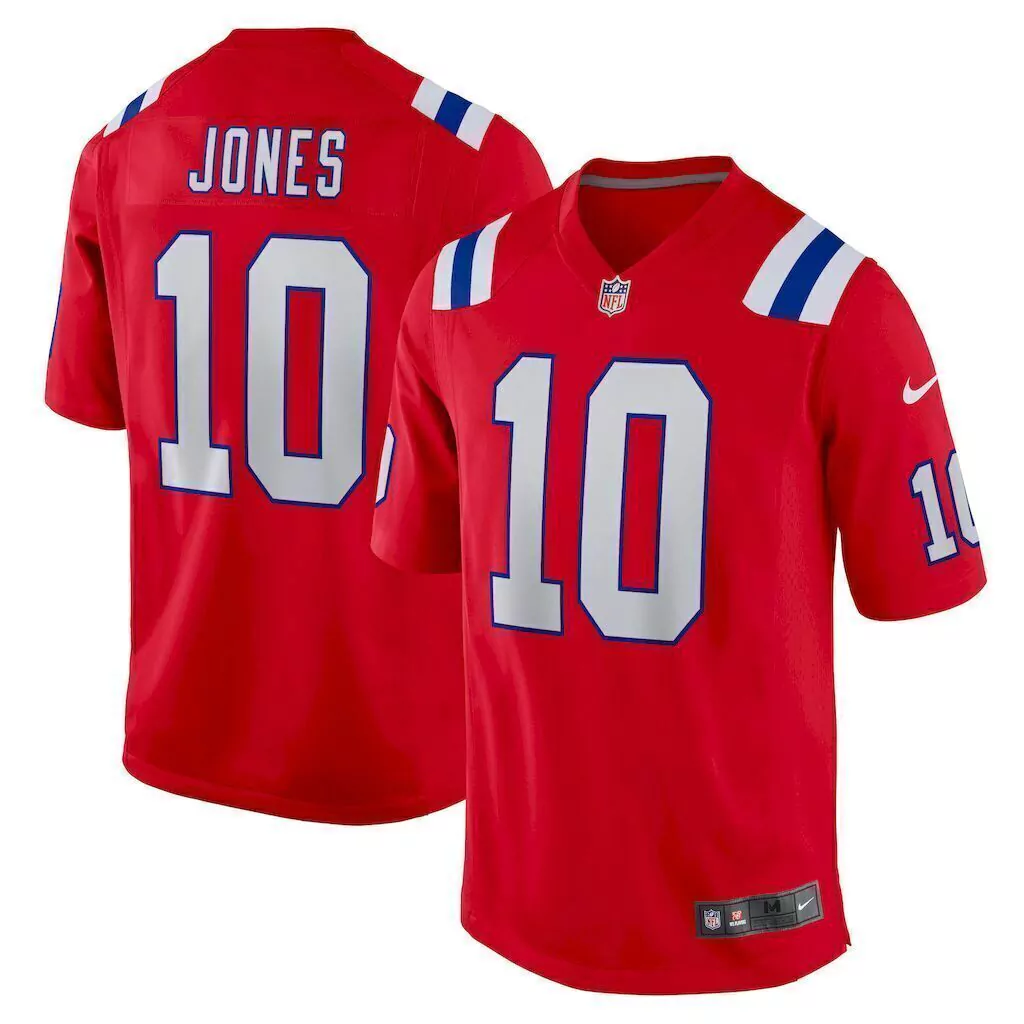 95e72b0a-d5fac0d1c2caf09aef17332450985720-1024-1024 Camisa Jersey NFL New England Patriots 10 Jones - Vermelha - Imagem 1