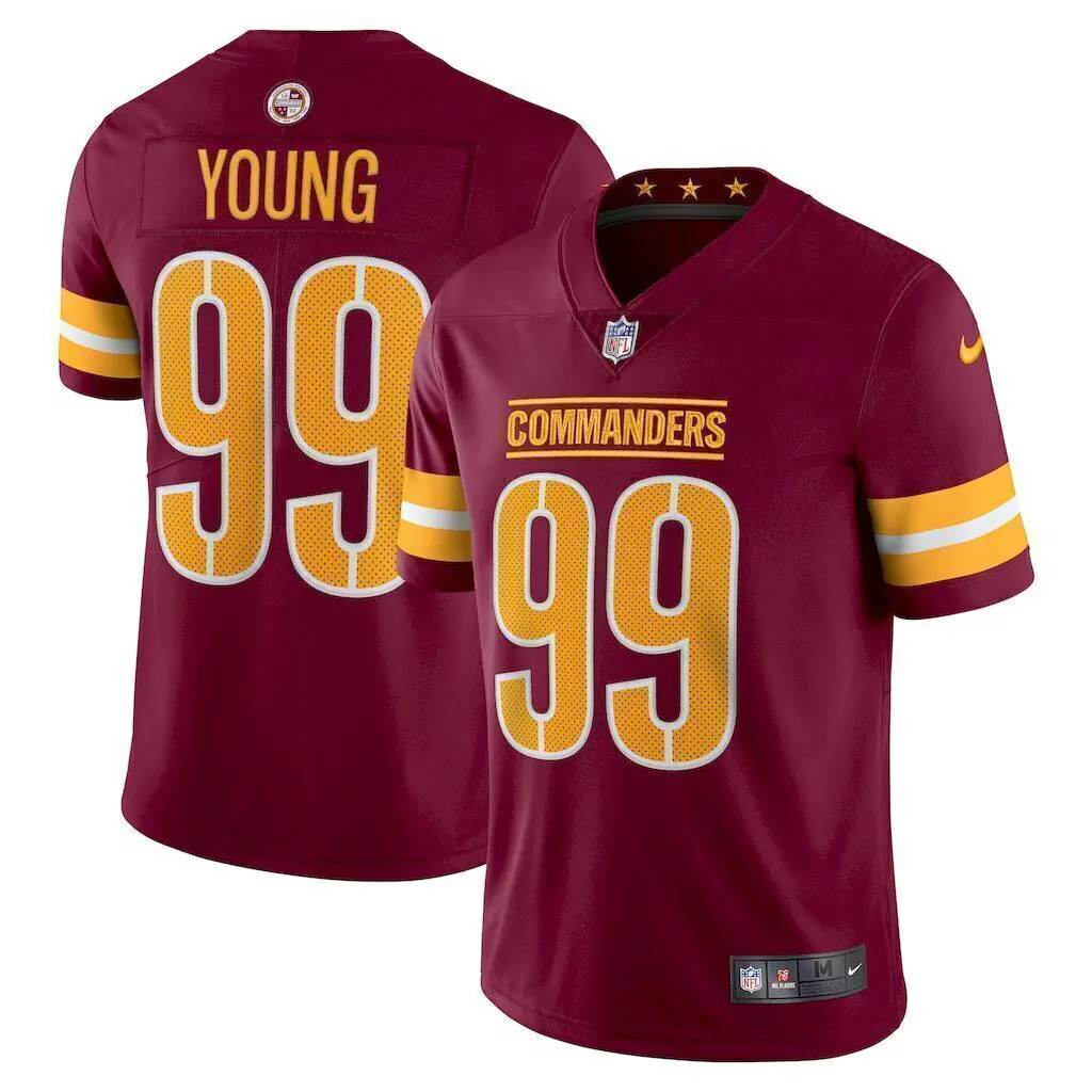 9bbfb7b8-89928d1593e6cc0e5117333360604262-1024-1024 Camisa Jersey NFL Washington Commanders 99 Young - Vinho - Imagem 1