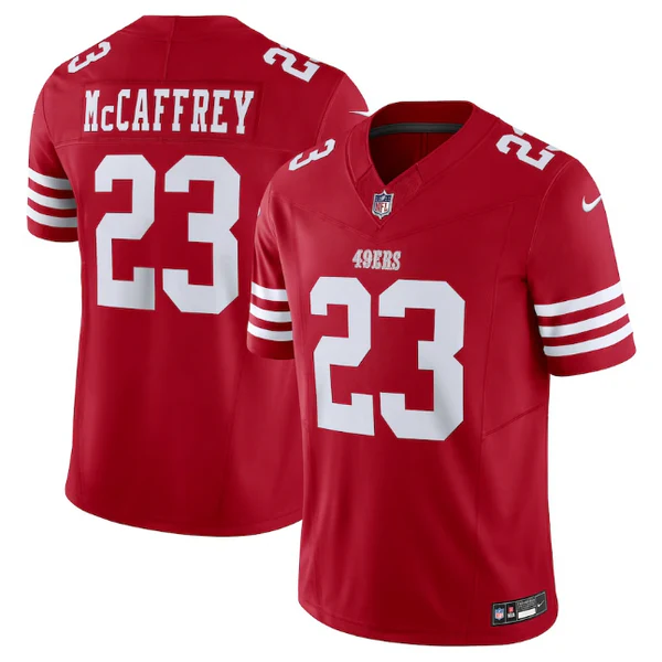 mdfklvmlkdsklv Camisa Jersey NFL San Francisco 49ers 23 McCaffrey - Vermelha - Imagem 1