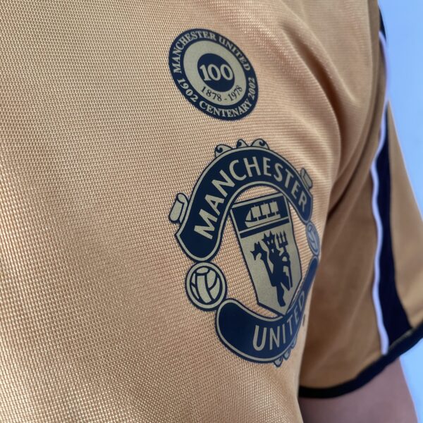 Camisa Retrô Manchester United Away - Dupla-Face - Frente Verso - 2001/2002 - Beckham 7 - Umbro Dourada - Imagem 4