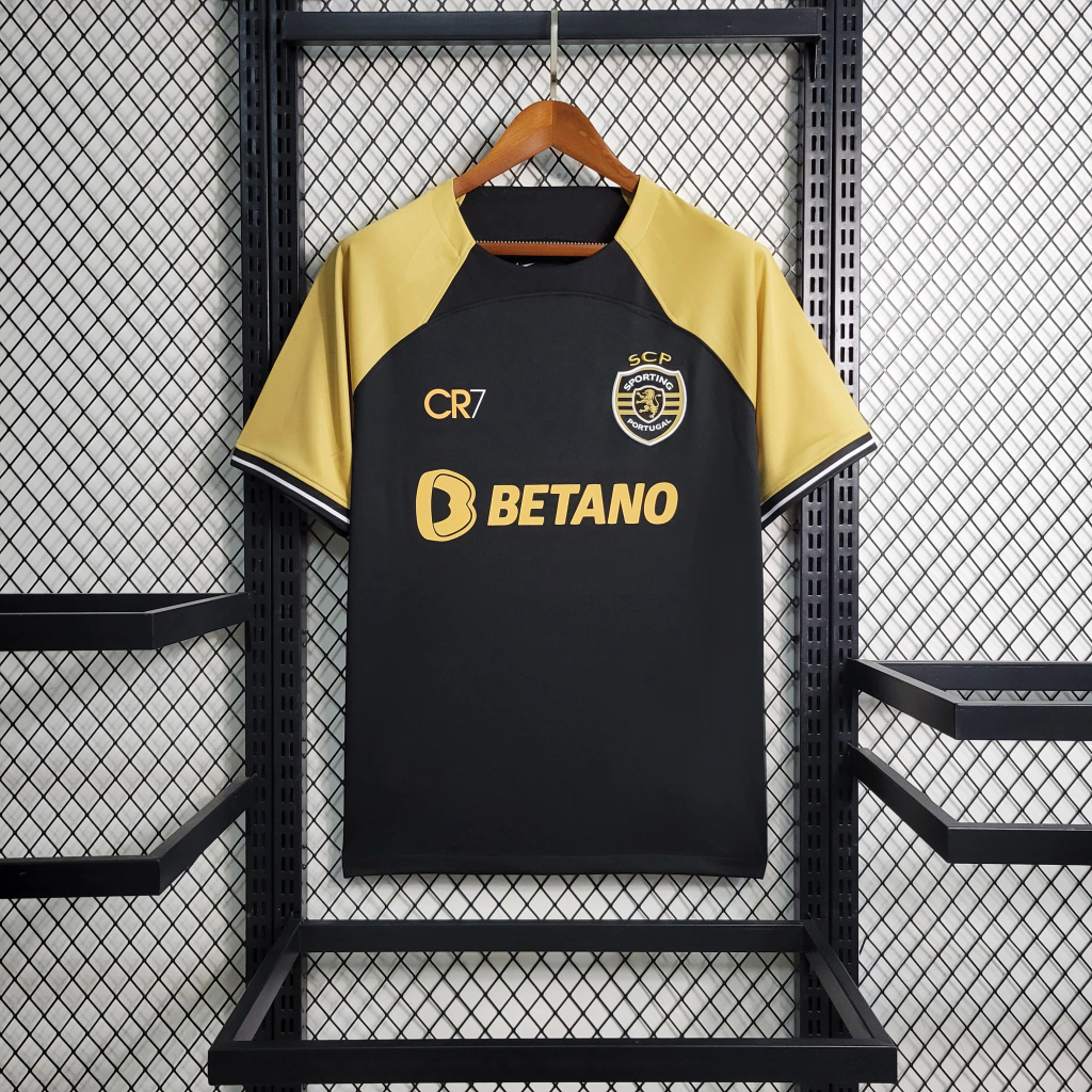 NFNWEIFEW Camisa Sporting Third Versão Torcedor CR7 2023/24 Dourada - Imagem 1