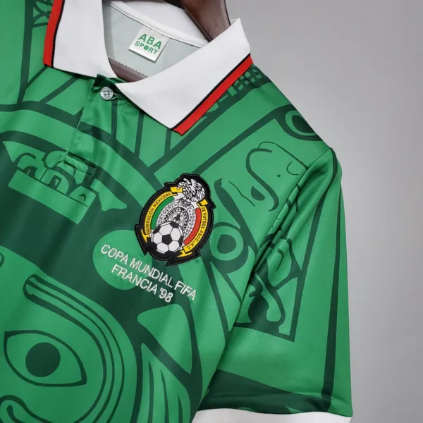 Camisa Retrô Clássica Seleção México Home 1998 Verde - Imagem 2