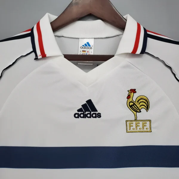 Camisa Retrô Clássica Seleção França Away 1998 Adidas Branca - Imagem 3