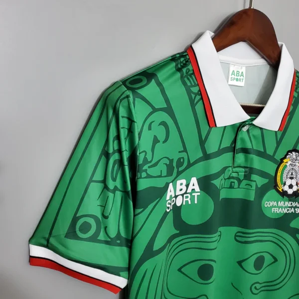 Camisa Retrô Clássica Seleção México Home 1998 Verde - Imagem 3