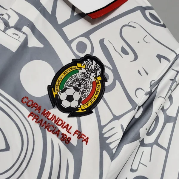 Camisa Retrô Clássica Seleção México Away 1998 Branca - Imagem 3