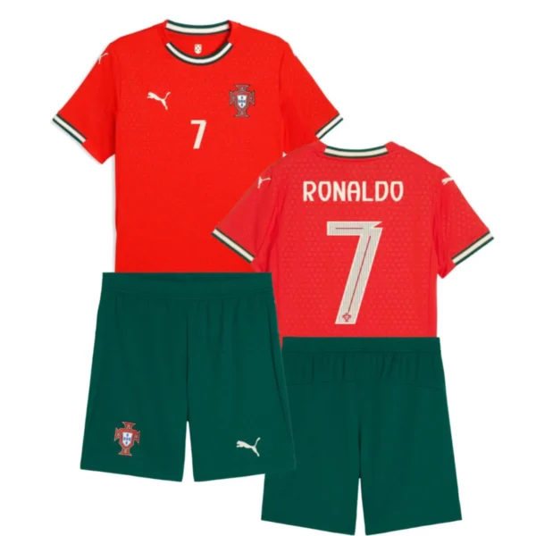 Kit Conjunto Infantil Crianças Camisa e Calção Portugal Home Infantil 25/2026 Puma - Imagem 2