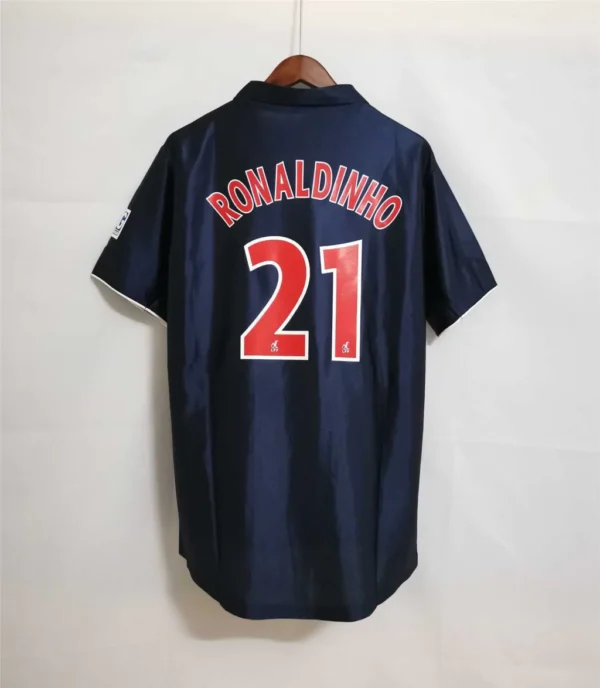 Camisa Retrô Paris Saint-Germain - PSG Home 2001/2002 - Ronaldinho 10 - Nike - Azul Opel - Imagem 7