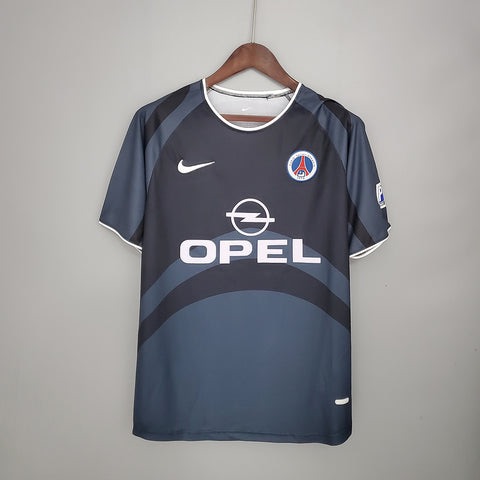 274174859_695964688507293_8764724656268269774_n Camisa Retrô Paris Saint-Germain - PSG Third 2001/2002 - Ronaldinho 21 - Nike - Preta Opel - Imagem 1