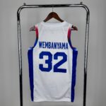 Camiseta Regata Basquete Seleção França 2025 Victor Wembanyama 32 Jordan Branca - Imagem 2