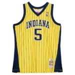 Camiseta Regata Basquete NBA Indiana Pacers Jalen Rose 5 Mitchell & Ness Edition Amarela 1990/00