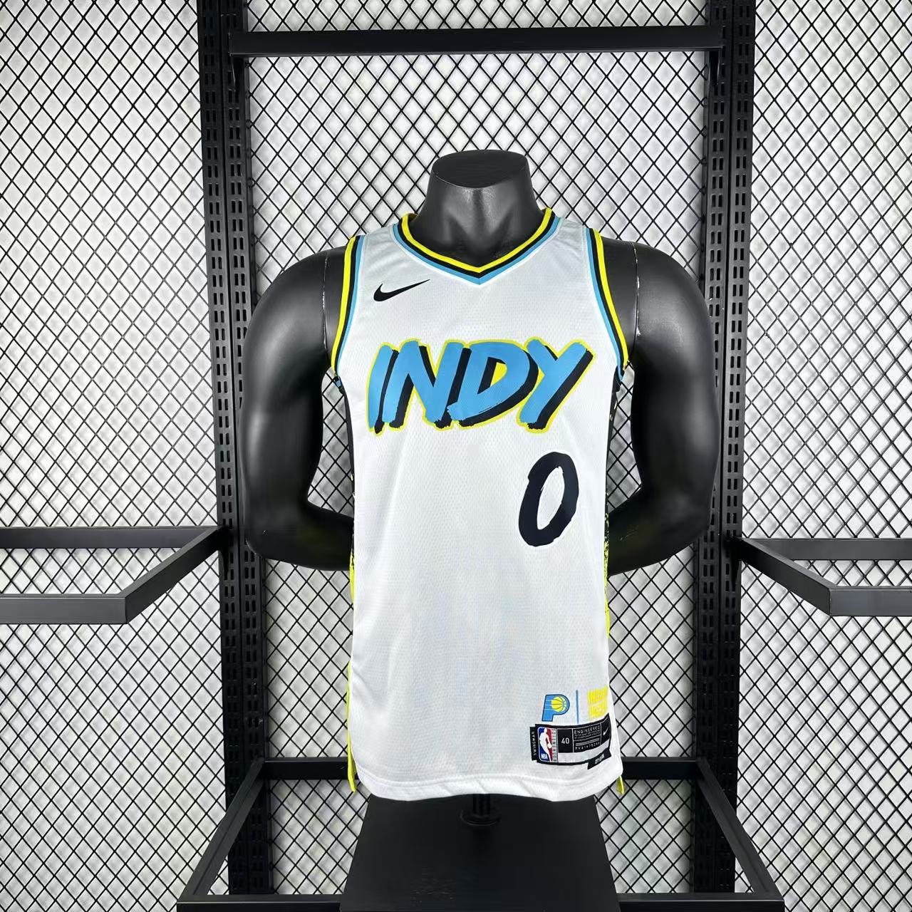fa202d7a Camiseta Regata NBA Indiana Pacers Nike City Edition Swingman 0 Tyrese Haliburton Branca 2025 Nike - Imagem 1