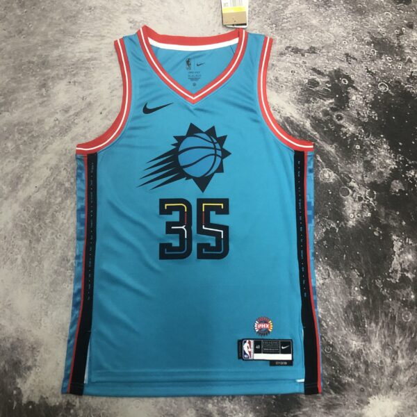 Camiseta Regata Basquete NBA Phoenix Suns 35 Durant City Edition 2025 Azul Nike - Imagem 15