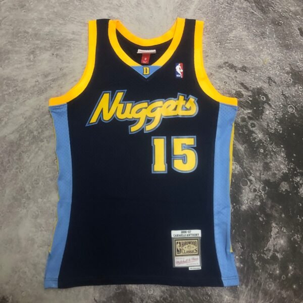 Camiseta Regata NBA Denver Nuggets 15 Carmelo Anthony Mitchell & Ness Azul 2006/07 - Imagem 16