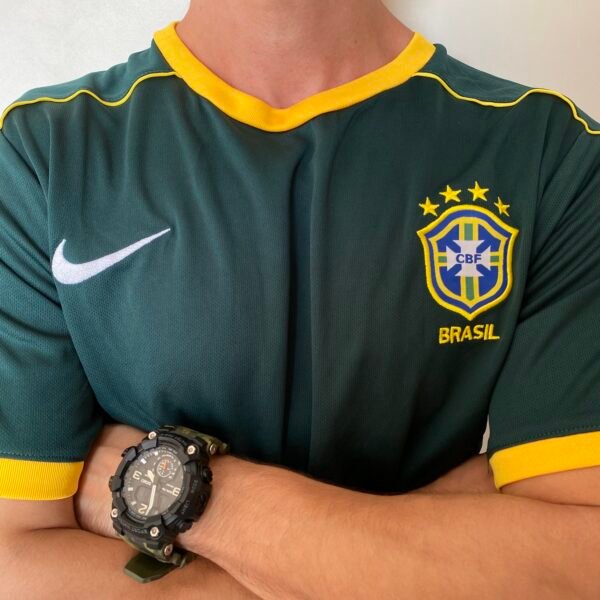 Camisa Retrô Clássica Seleção Brasileira Brasil – Nike Masculina – Goleiro – 1998 - Imagem 3