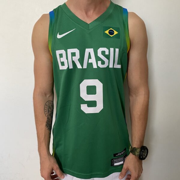 Camiseta Regata Basquete Brasil Olimpíadas Caboclo 51 2024 Paris Verde 2024-2025 Nike - Imagem 4