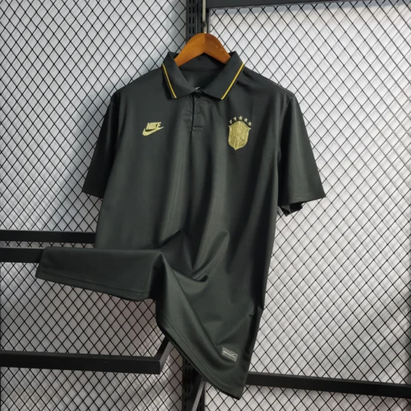 Camisa Retrô Seleção Brasileira - Brasil Concept Edition Polo Black – Preta 2022 Nike - Imagem 2